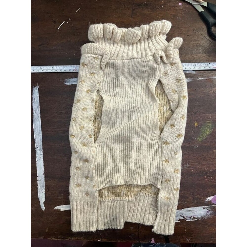 Pup Crew Gold Polka Dot Dog Sweater Size L